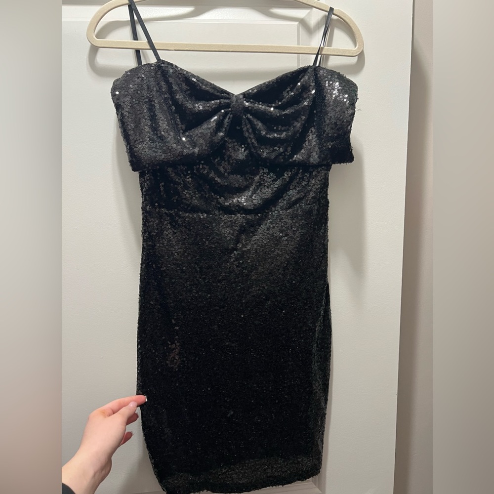 black bow sequin dress